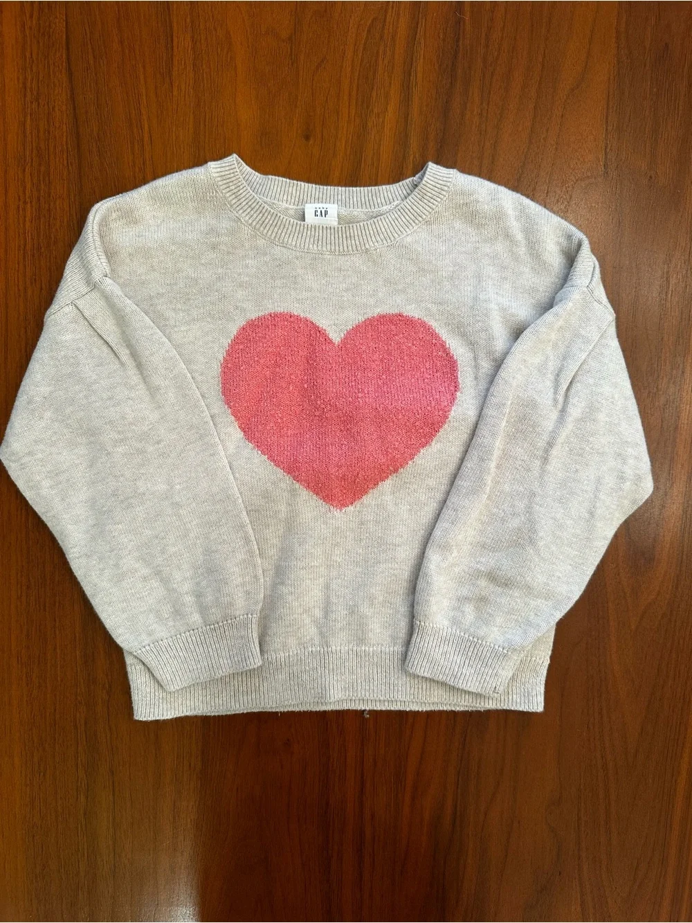 Gap Cozy Cream Sweater with Pink Heart size 5